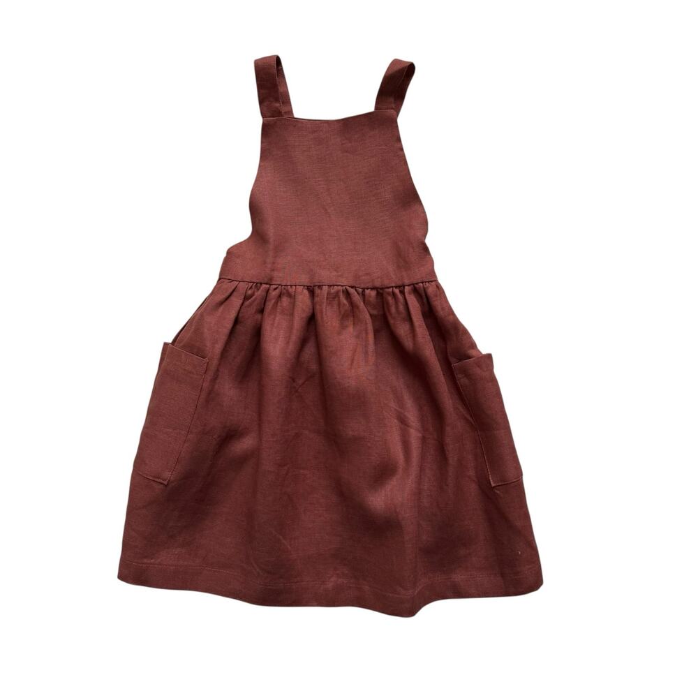 NWT Haven Kids Cinnamon Linen Pocket Pinafore Dress Size 4/5T